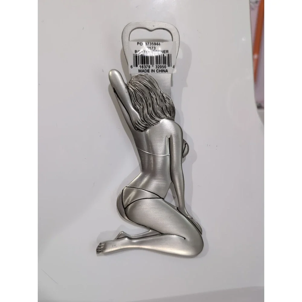 Hawaii Beer Bottle Opener WomanBikini‎ Tropical Flower Pewter Magnet 6